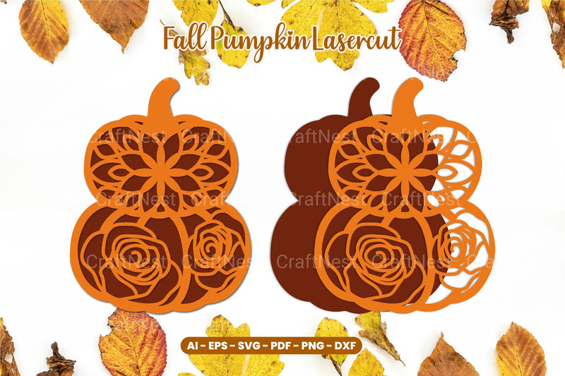 Floral Pumpkin Laser Cut SVG Bundle - CraftNest - Digital Crafting and Art