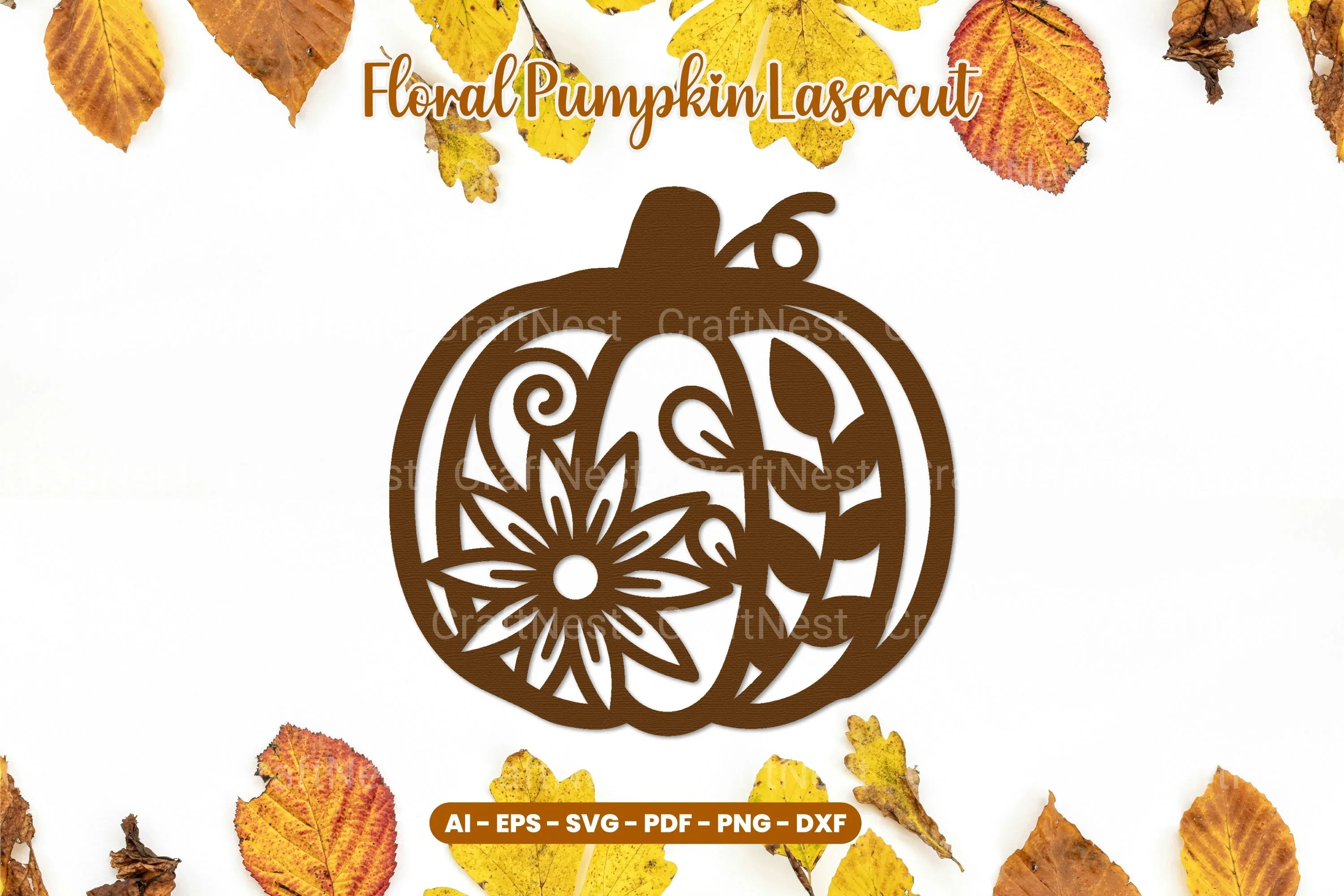 Floral Pumpkin Laser Cut SVG Bundle - CraftNest - Digital Crafting and Art