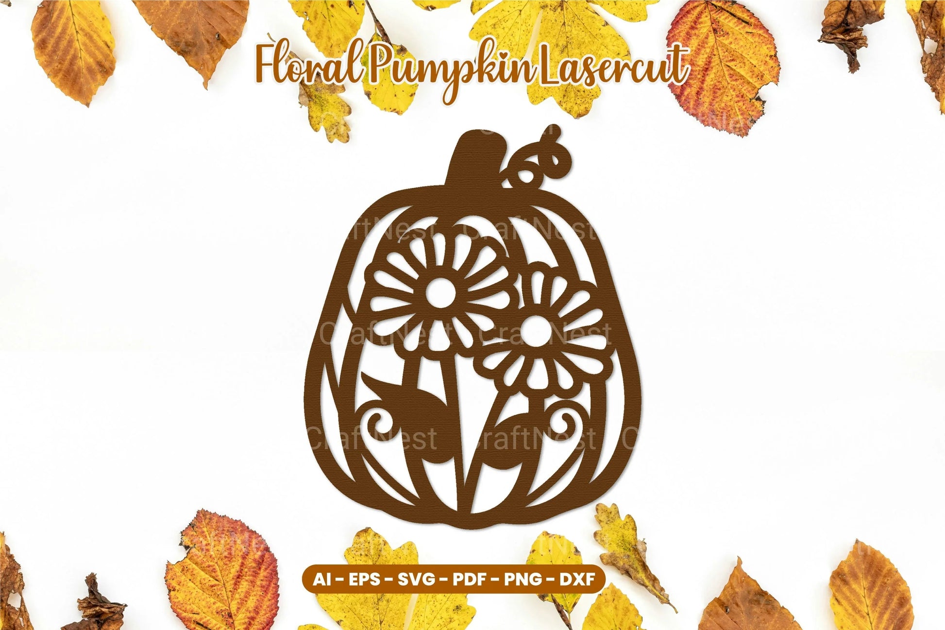 Floral Pumpkin Laser Cut SVG Bundle - CraftNest - Digital Crafting and Art