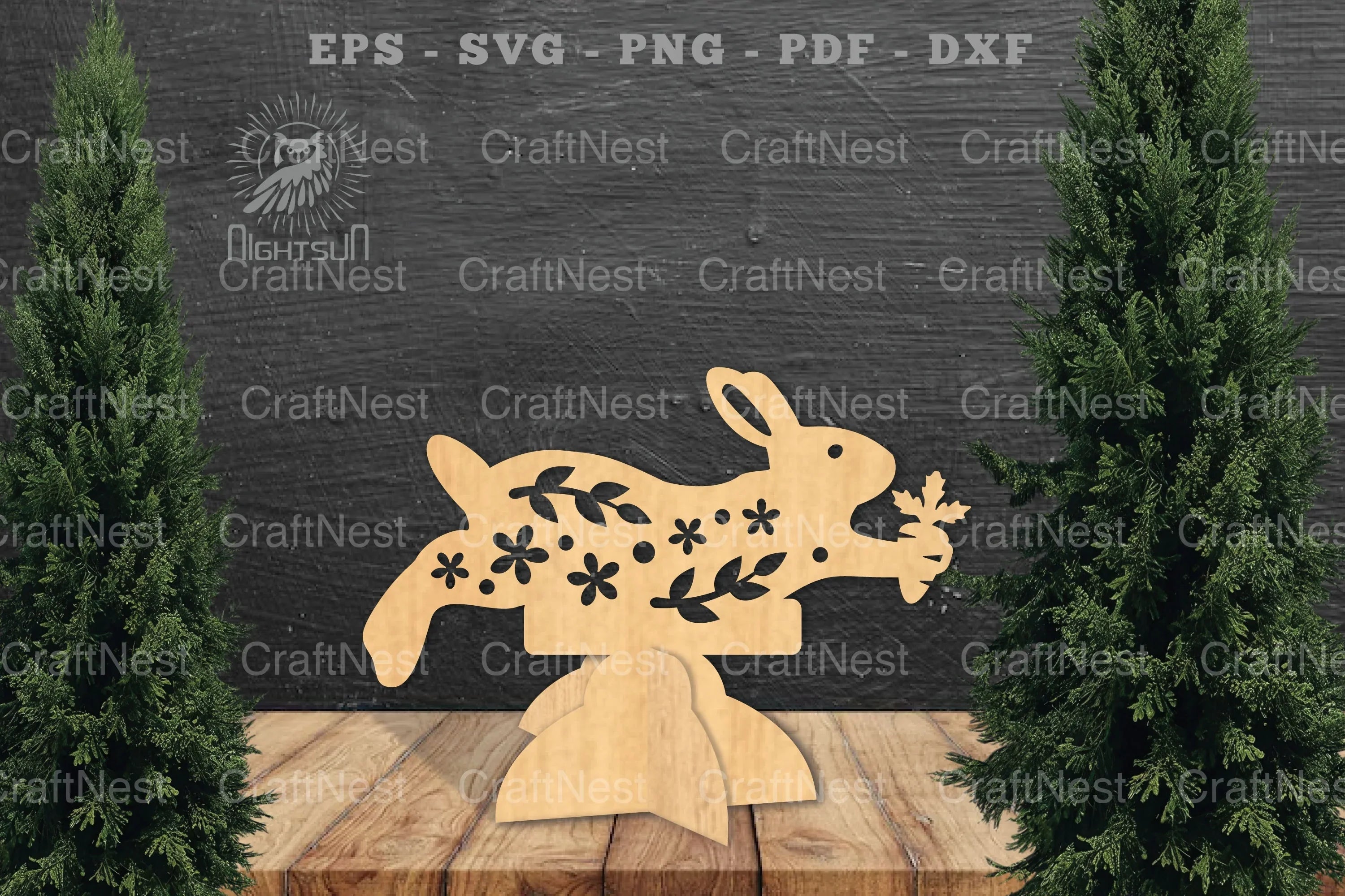 Floral Rabbit Laser Cut Home Decor Clipart Bundle - CraftNest - Digital Crafting and Art