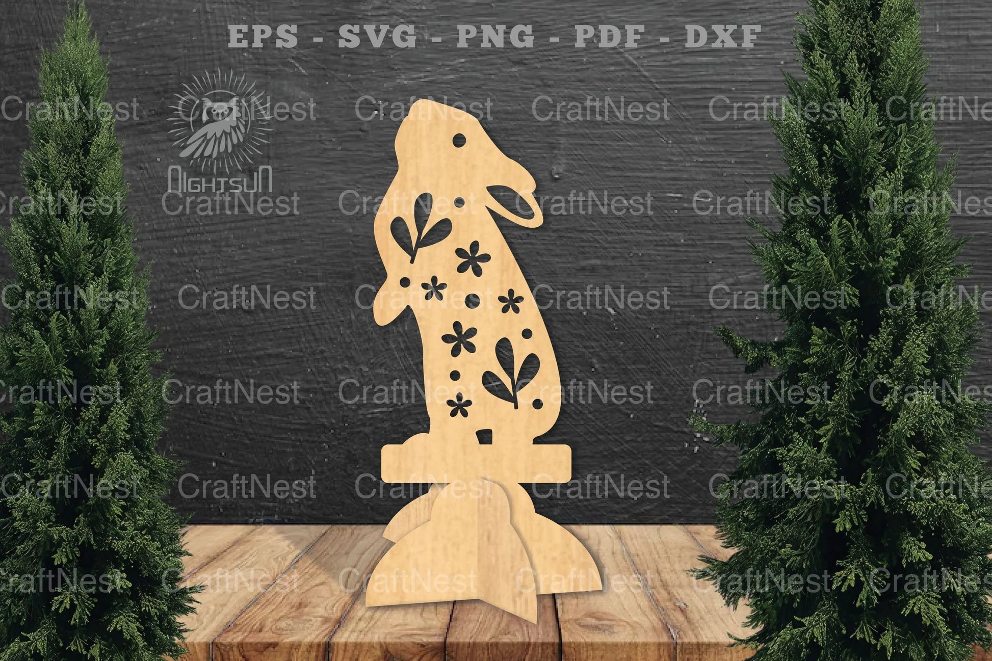 Floral Rabbit Laser Cut Home Decor Clipart Bundle - CraftNest - Digital Crafting and Art
