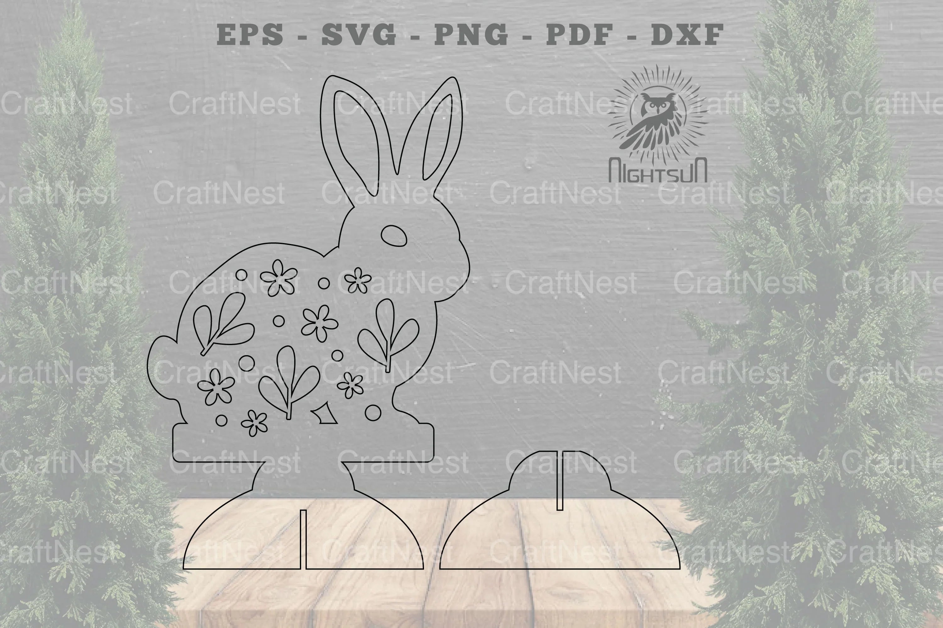 Floral Rabbit Laser Cut Home Decor Clipart Bundle - CraftNest - Digital Crafting and Art