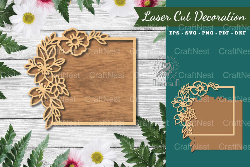 Floral Rectangle Laser Cut Sign Clipart Bundle - CraftNest - Digital Crafting and Art