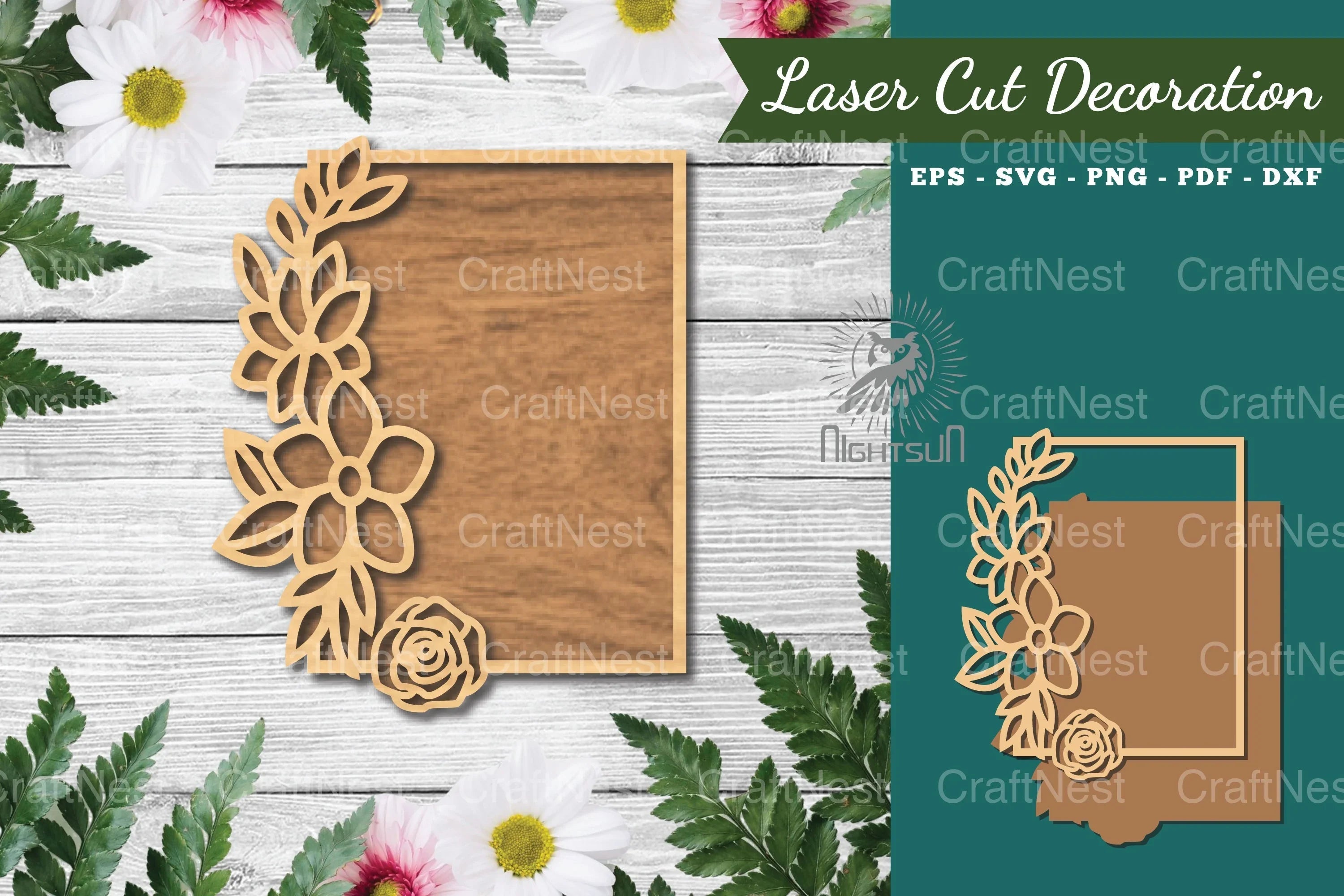 Floral Rectangle Laser Cut Sign Clipart Bundle - CraftNest - Digital Crafting and Art
