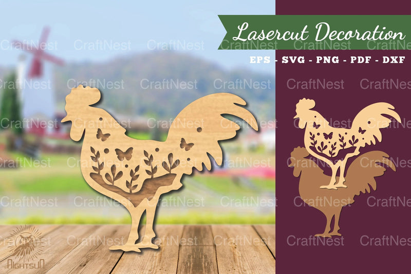 Floral Rooster Laser Cut Decoration Clipart Bundle - CraftNest - Digital Crafting and Art