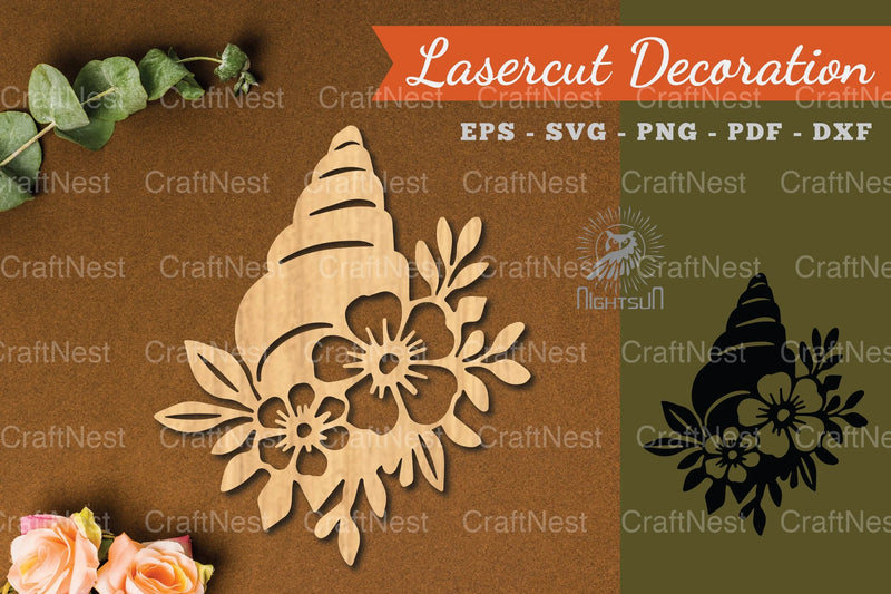 Floral Shell Lasercut Decoration SVG Bundle - CraftNest - Digital Crafting and Art