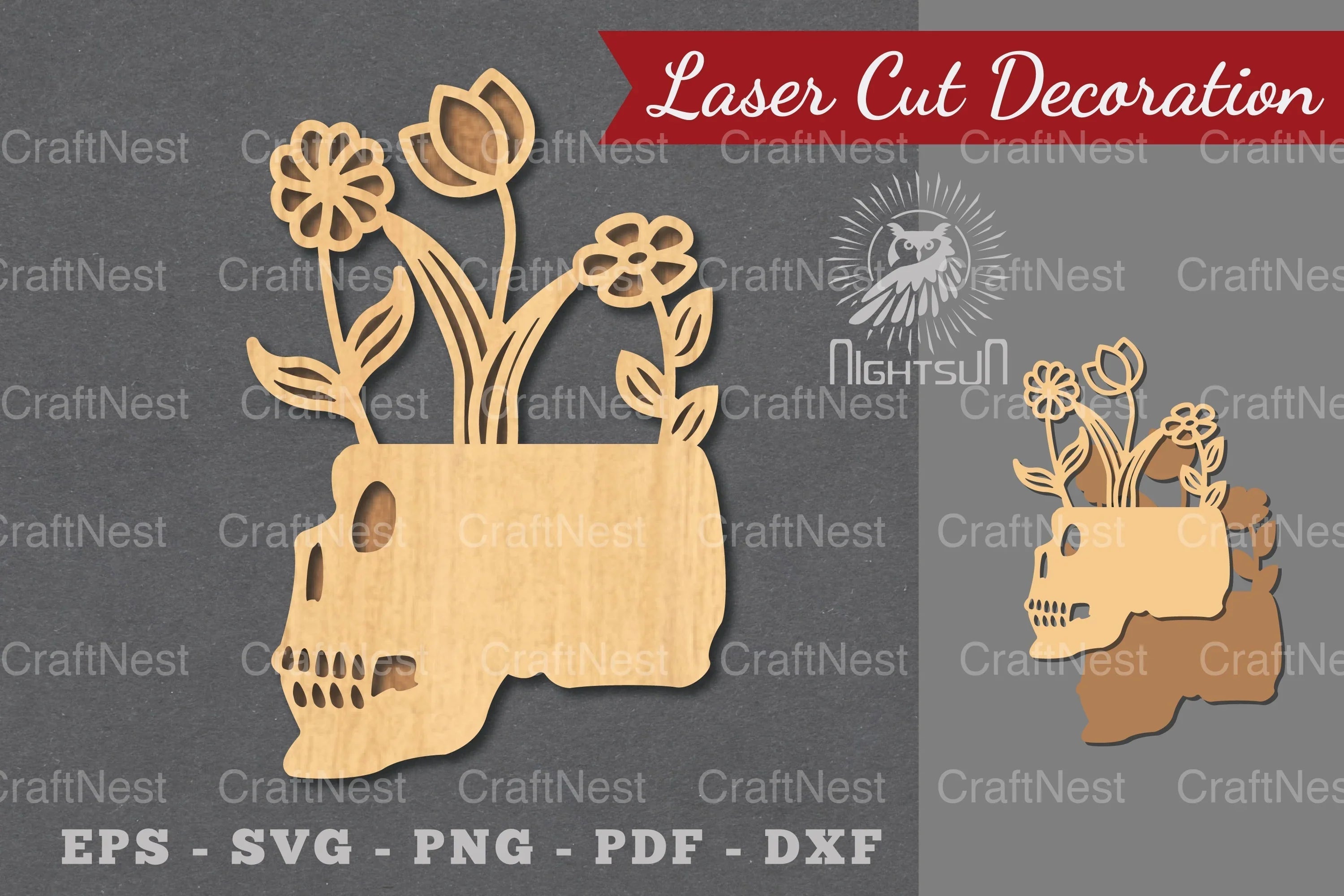 Floral Skull Laser Cut Decoration Clipart Bundle - CraftNest - Digital Crafting and Art