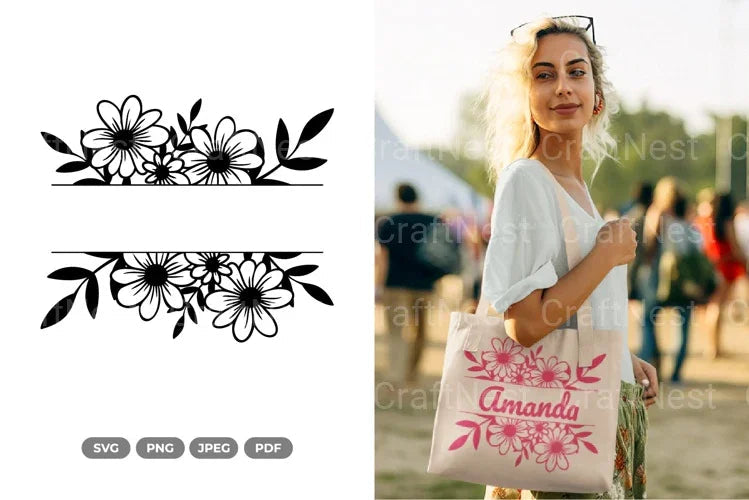 Floral Split Border SVG Bundle - CraftNest - Digital Crafting and Art