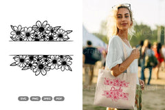 Floral Split Border - CraftNest - Digital Crafting and Art