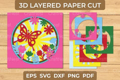 Floral Spring Butterfly 3D Shadow Box Bundle - CraftNest - Digital Crafting and Art