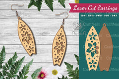 Floral Surfboard Laser Cut Earrings Design Bundle - CraftNest - Digital Crafting and Art