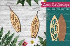 Floral Surfboard Laser Cut Earrings Design Bundle - CraftNest - Digital Crafting and Art