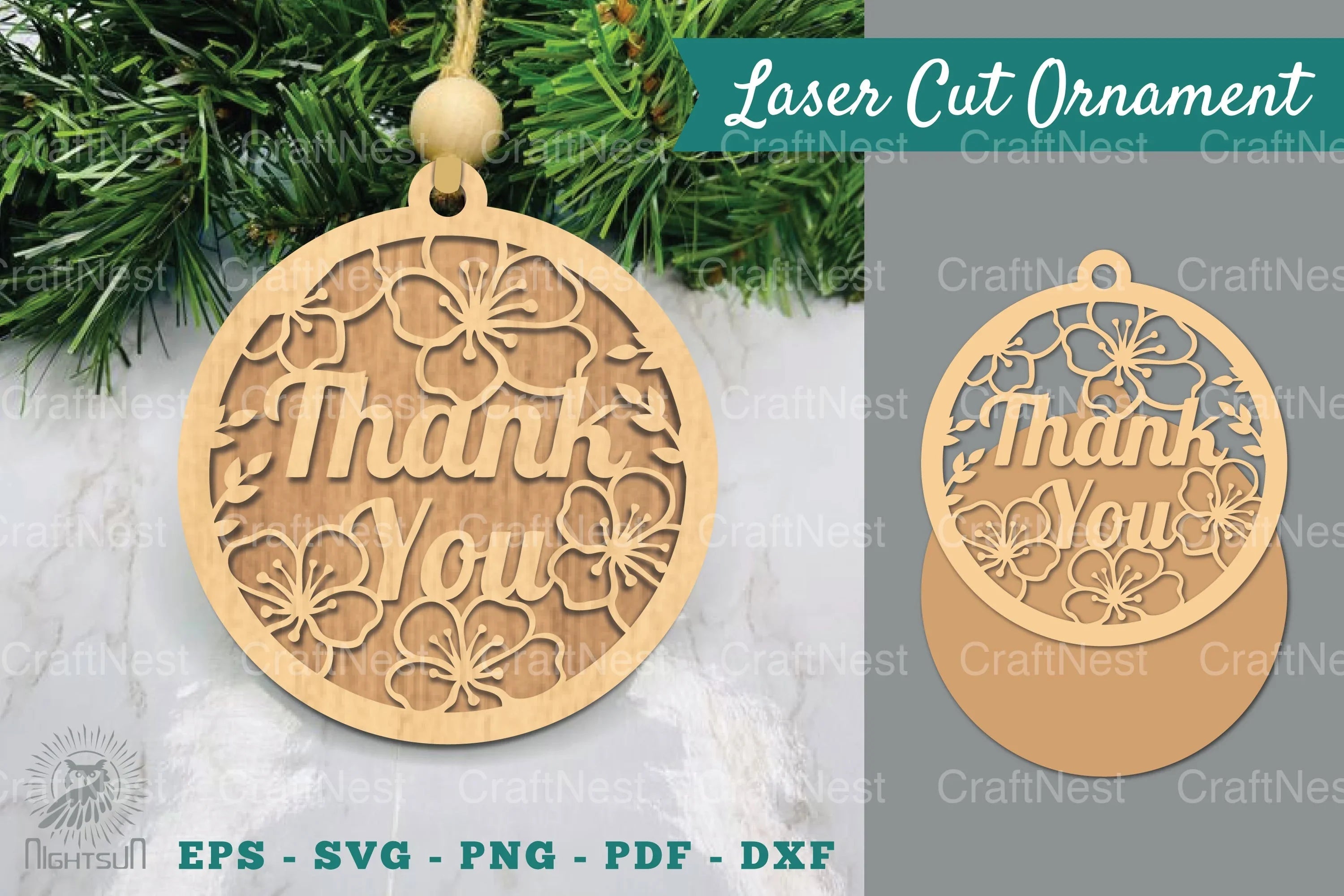 Floral Thank You Laser Cut Ornament Clipart Bundle - CraftNest - Digital Crafting and Art