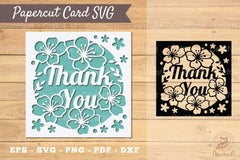 Floral Thank You Papercut Card Design Bundle - CraftNest - Digital Crafting and Art