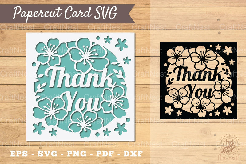 Floral Thank You Papercut Card Design Bundle - CraftNest - Digital Crafting and Art
