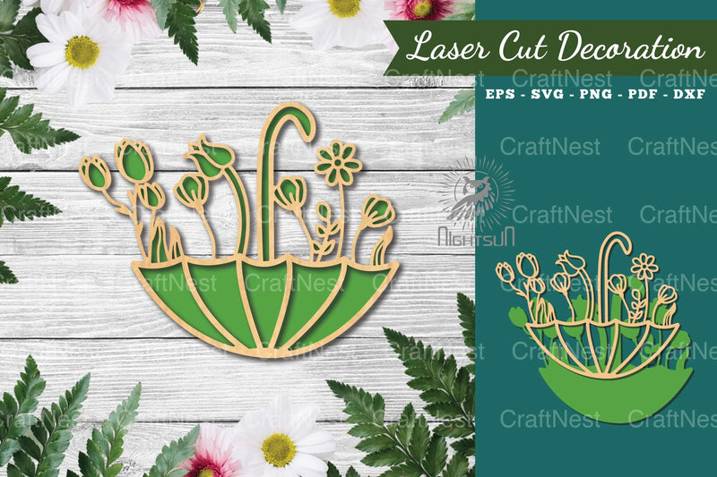 Floral Umbrella Laser Cut Decoration Clipart Bundle - CraftNest - Digital Crafting and Art