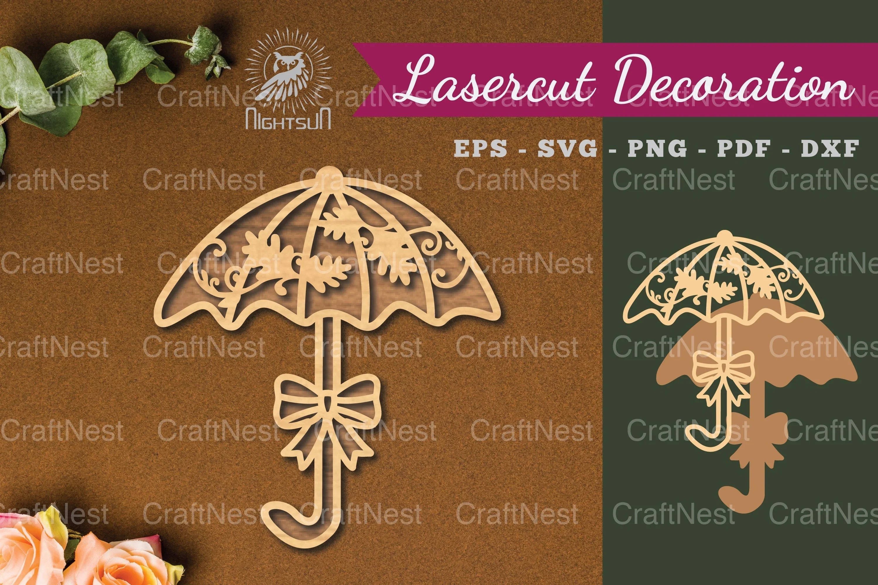 Floral Umbrella Laser Cut Decoration Clipart Bundle - CraftNest - Digital Crafting and Art