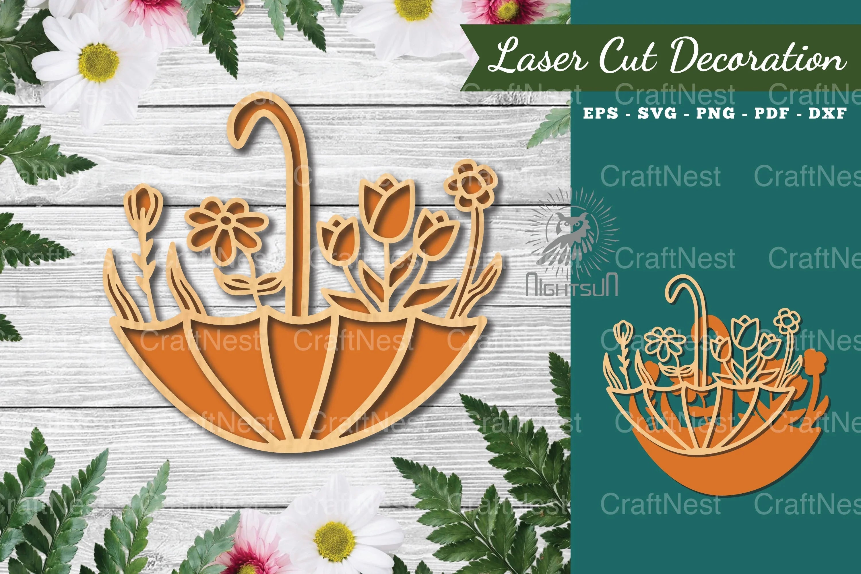 Floral Umbrella Laser Cut Decoration Clipart Bundle - CraftNest - Digital Crafting and Art