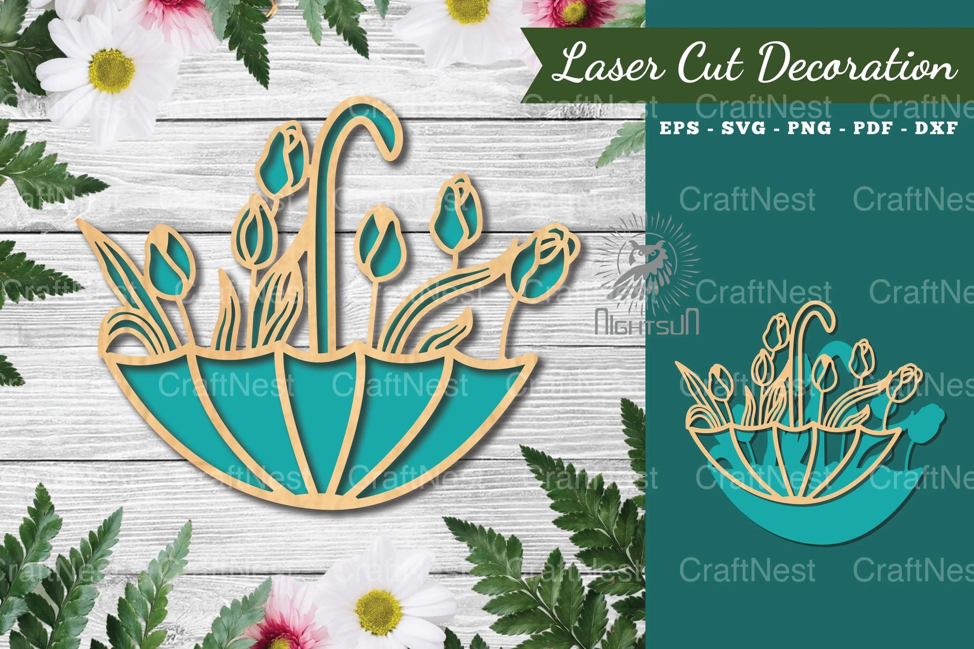 Floral Umbrella Laser Cut Decoration Clipart Bundle - CraftNest - Digital Crafting and Art
