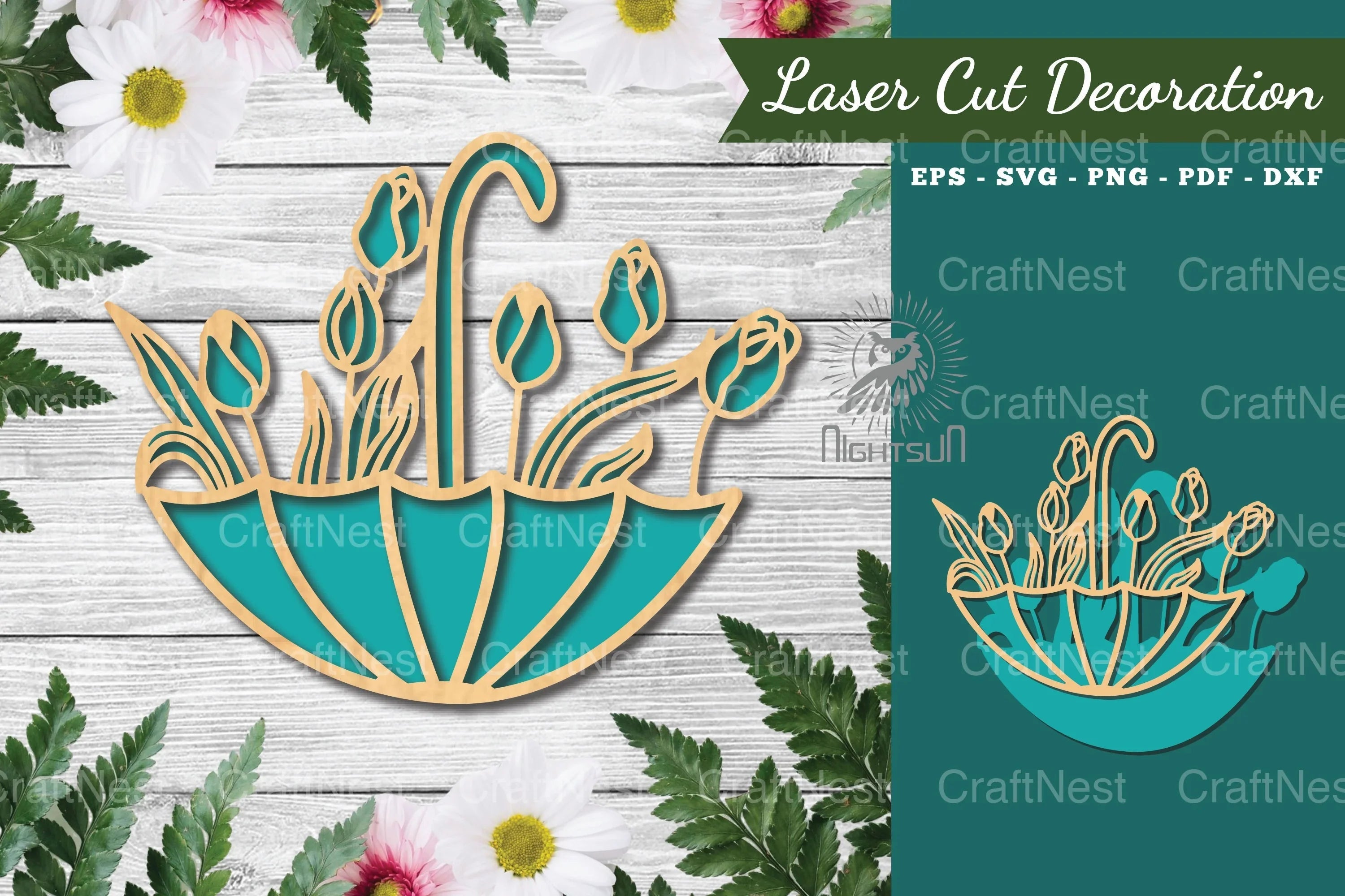 Floral Umbrella Laser Cut Decoration Clipart Bundle - CraftNest - Digital Crafting and Art