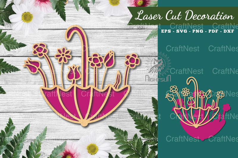 Floral Umbrella Laser Cut Decoration Clipart Bundle - CraftNest - Digital Crafting and Art