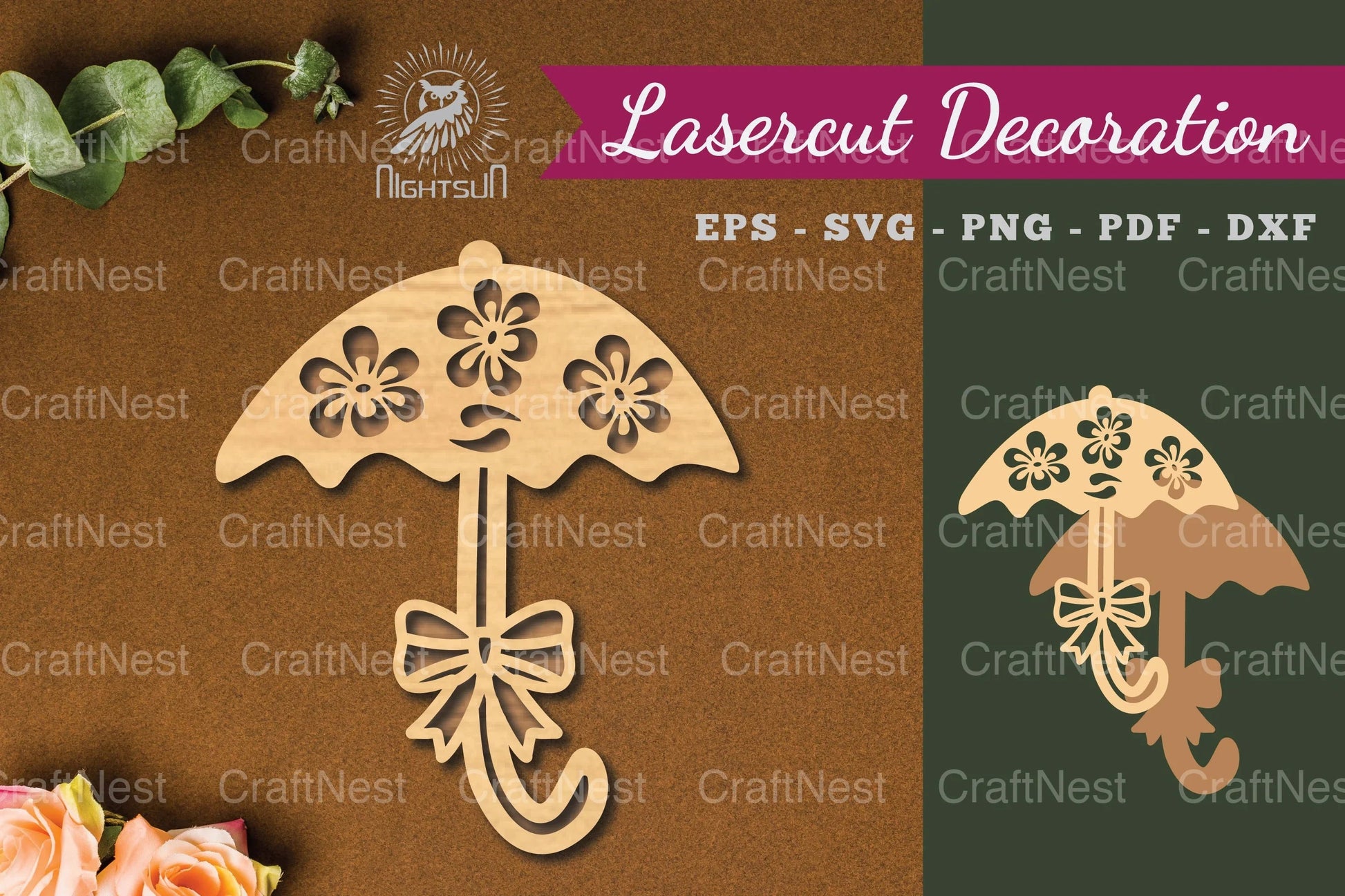 Floral Umbrella Laser Cut Decoration Clipart Bundle - CraftNest - Digital Crafting and Art
