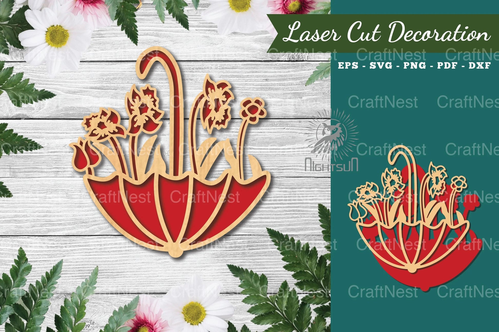 Floral Umbrella Laser Cut Decoration Clipart Bundle - CraftNest - Digital Crafting and Art