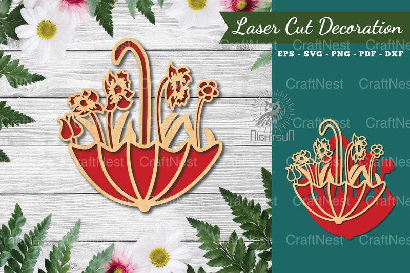 Floral Umbrella Laser Cut Decoration Clipart Bundle - CraftNest - Digital Crafting and Art