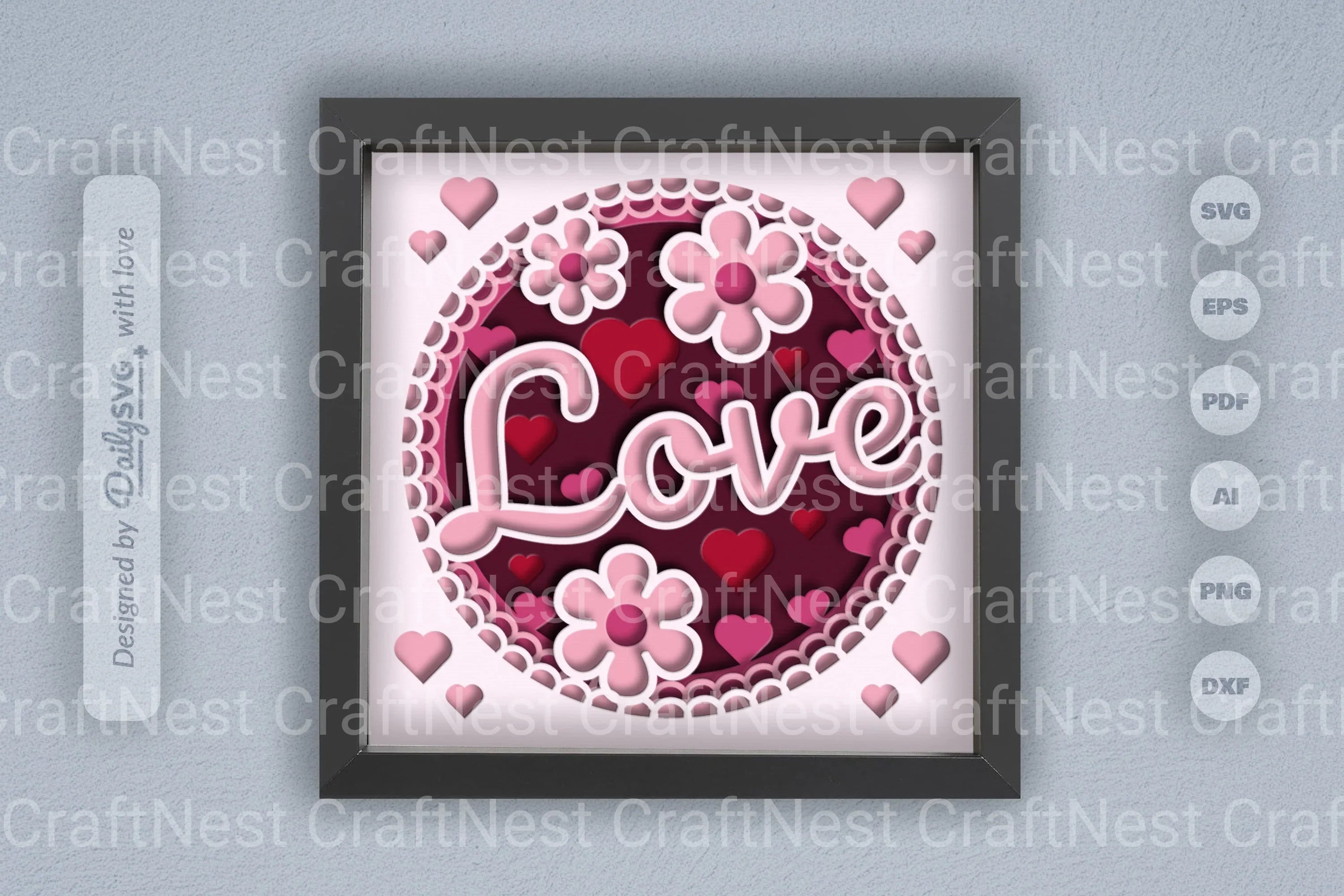 Floral Valentine Love Papercut SVG Bundle