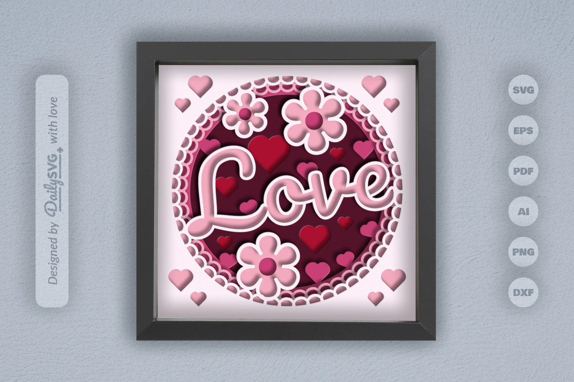 Floral Valentine Love Papercut SVG Bundle - CraftNest - Digital Crafting and Art