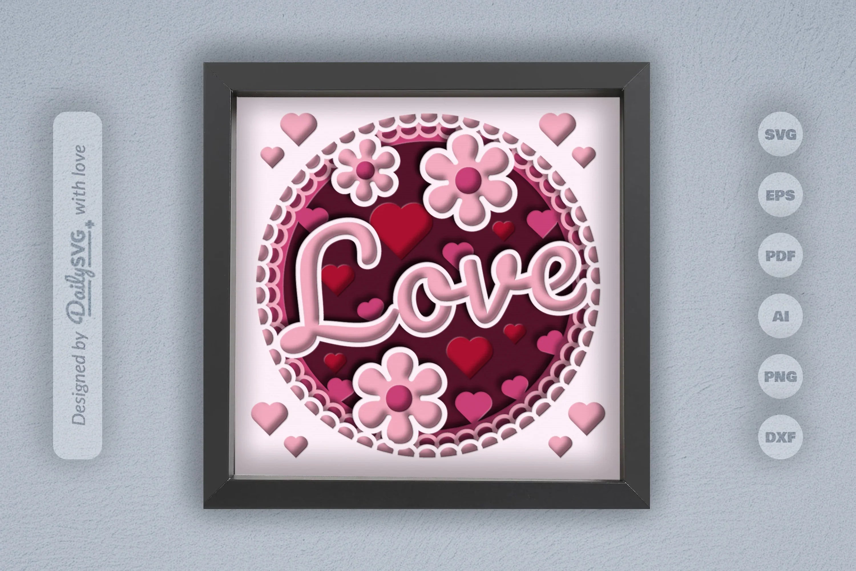Floral Valentine Love Papercut SVG Bundle - CraftNest - Digital Crafting and Art