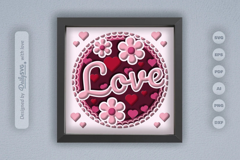 Floral Valentine Love Papercut SVG Bundle - CraftNest - Digital Crafting and Art
