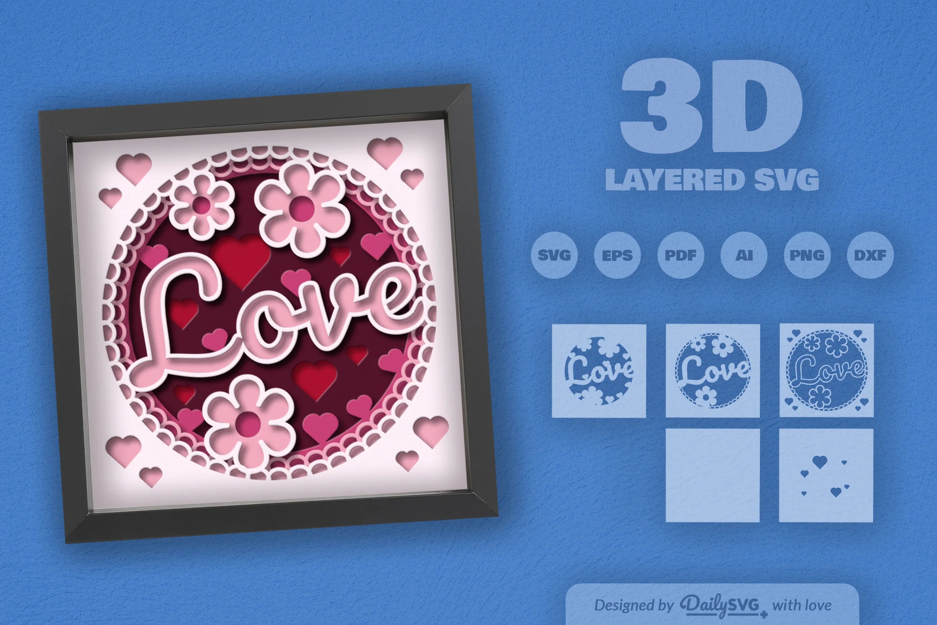 Floral Valentine Love Papercut SVG Bundle - CraftNest - Digital Crafting and Art