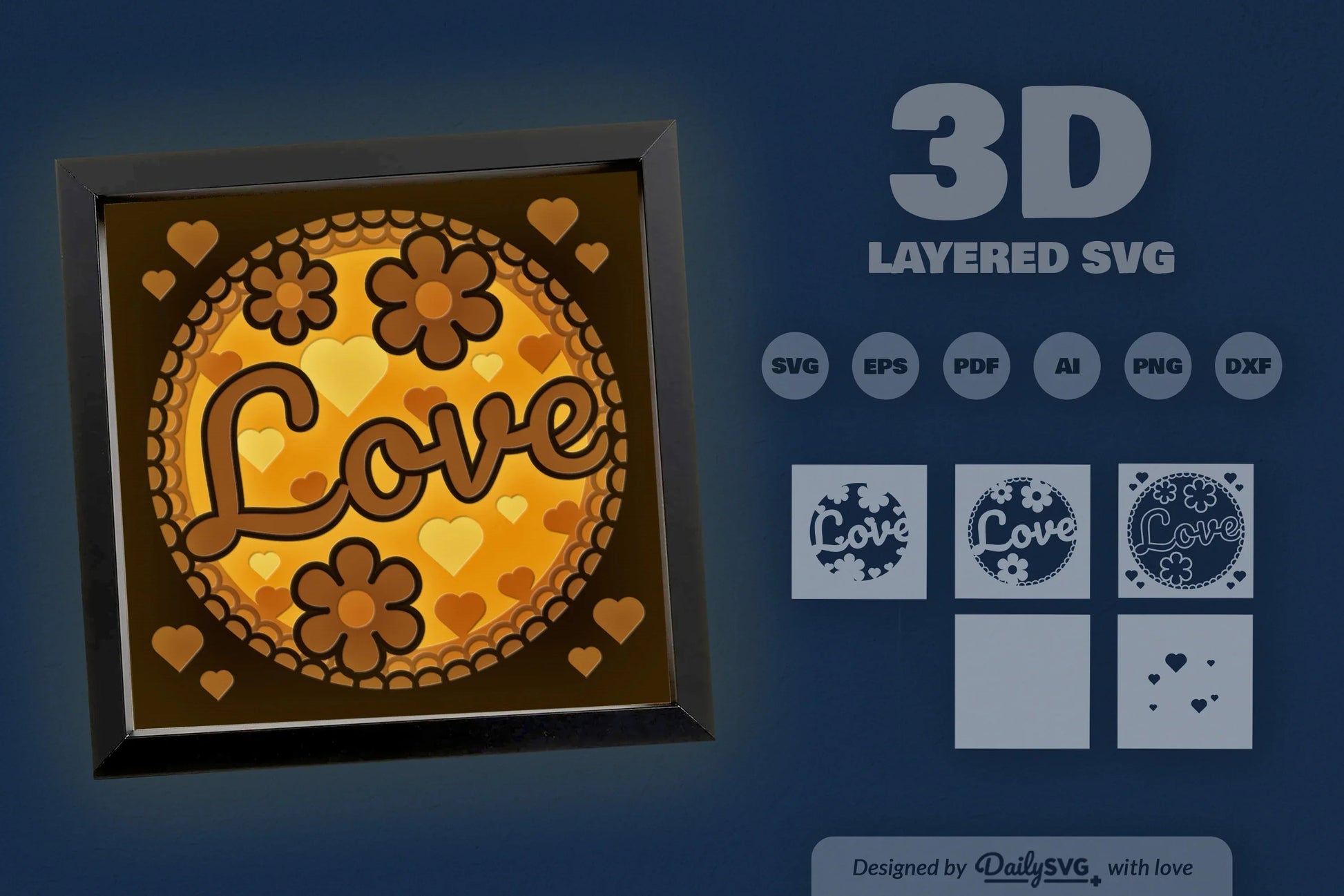 Floral Valentine Love Papercut SVG Bundle - CraftNest - Digital Crafting and Art