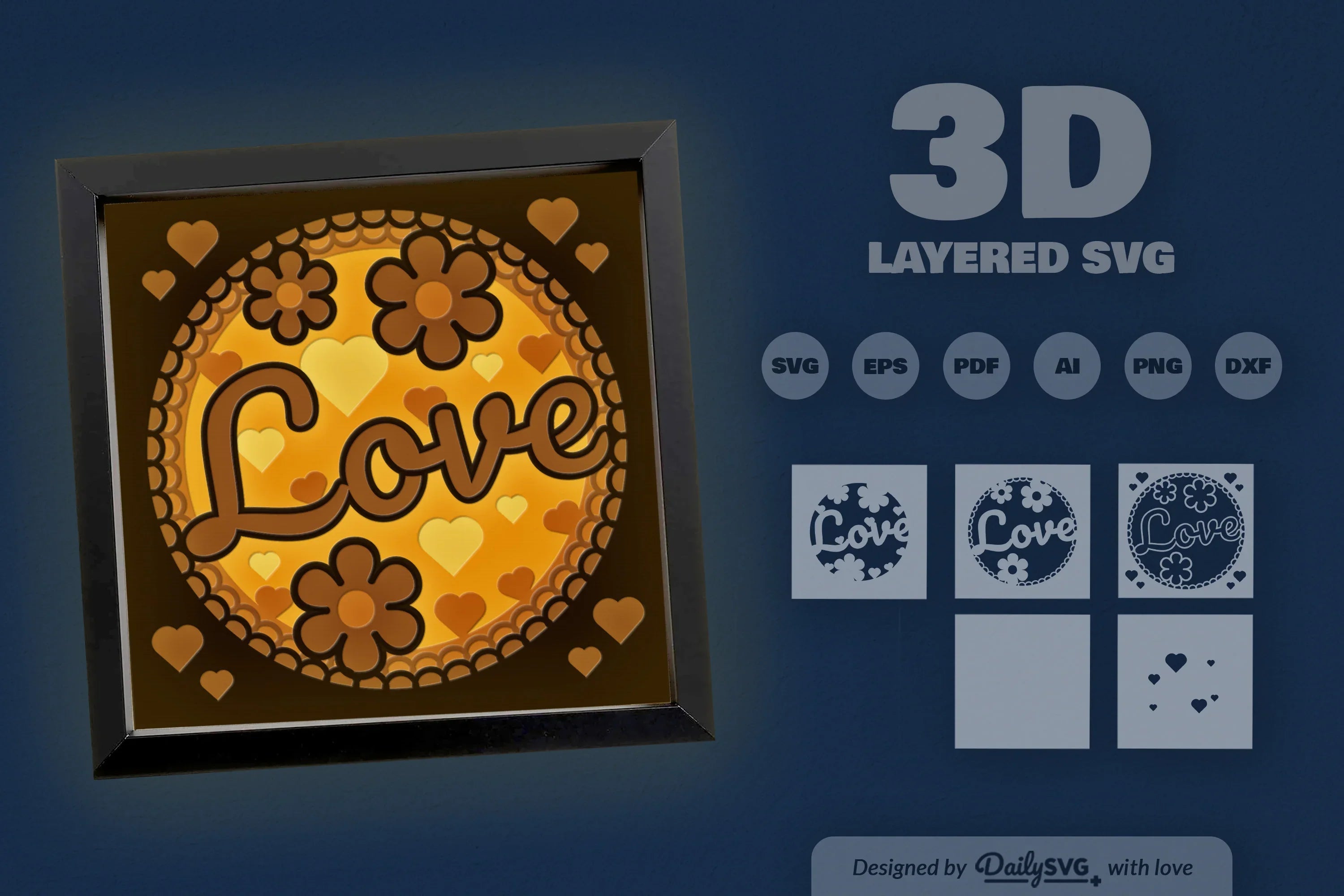 Floral Valentine Love Papercut SVG Bundle - CraftNest - Digital Crafting and Art