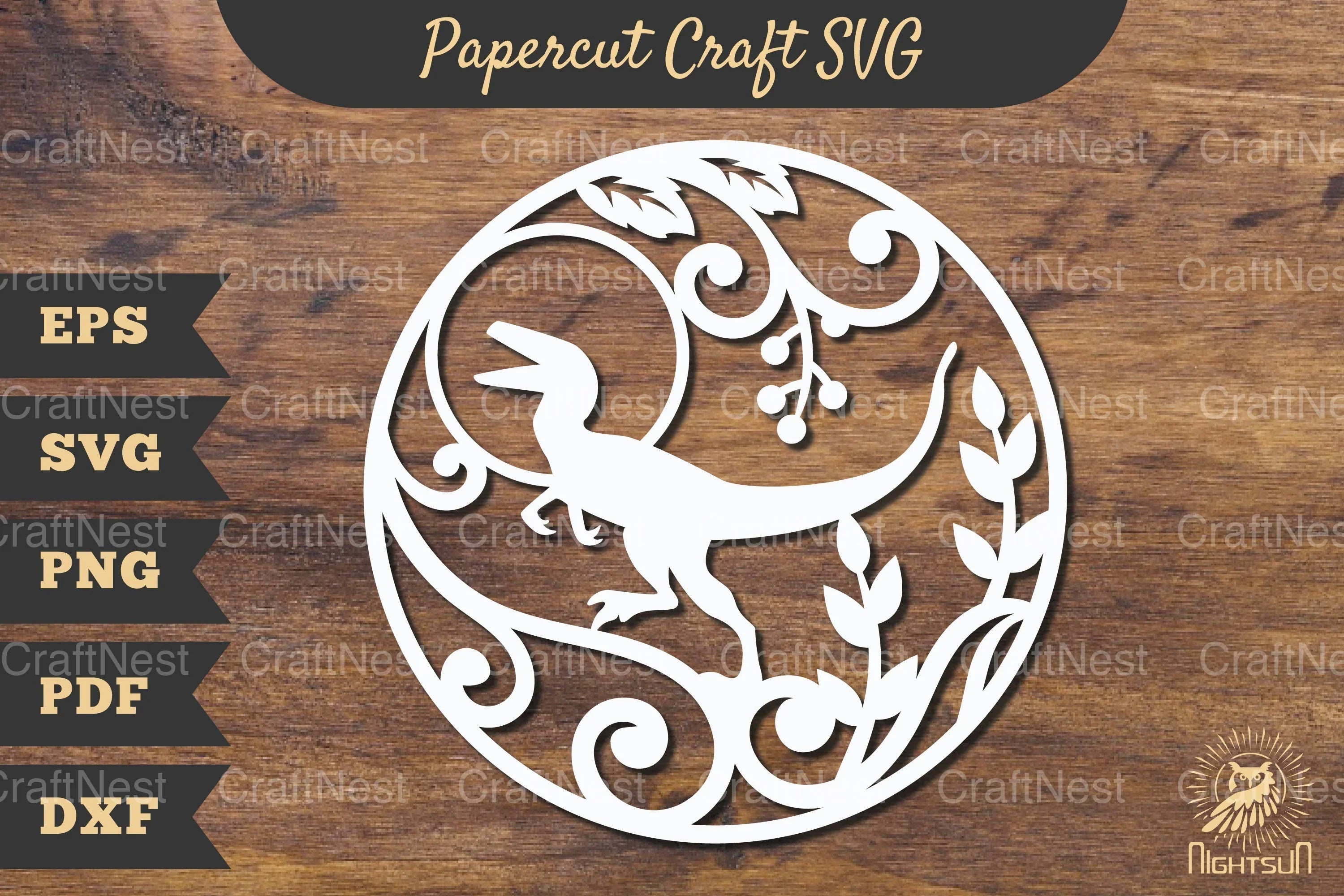 Floral Velociraptor Papercut Craft Clipart Bundle - CraftNest - Digital Crafting and Art