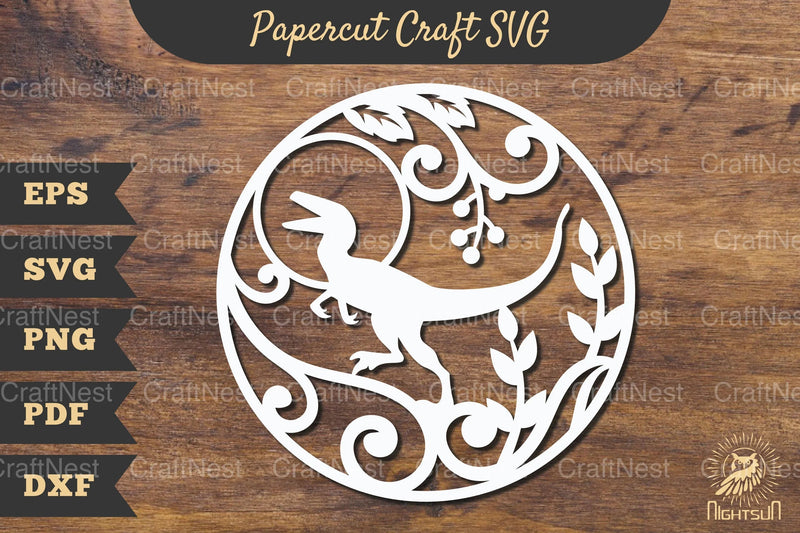 Floral Velociraptor Papercut Craft Clipart Bundle - CraftNest - Digital Crafting and Art