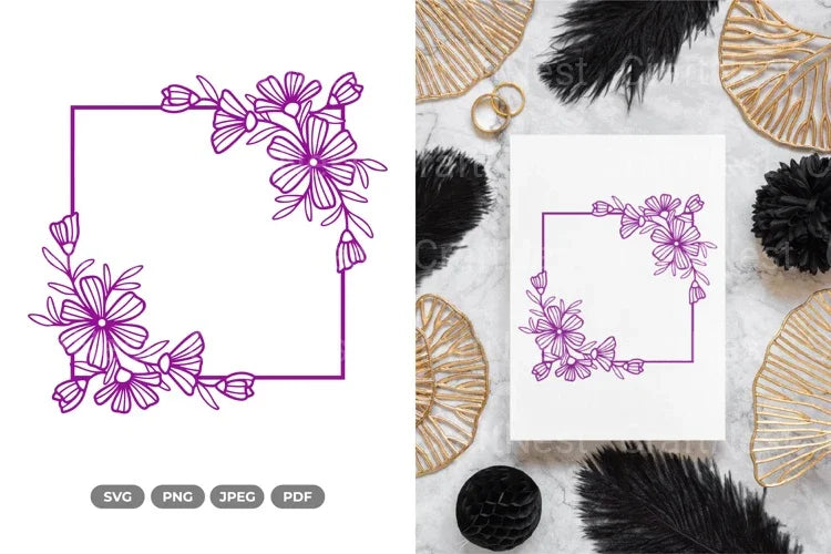 Floral Wedding Frame SVG Bundle - CraftNest - Digital Crafting and Art