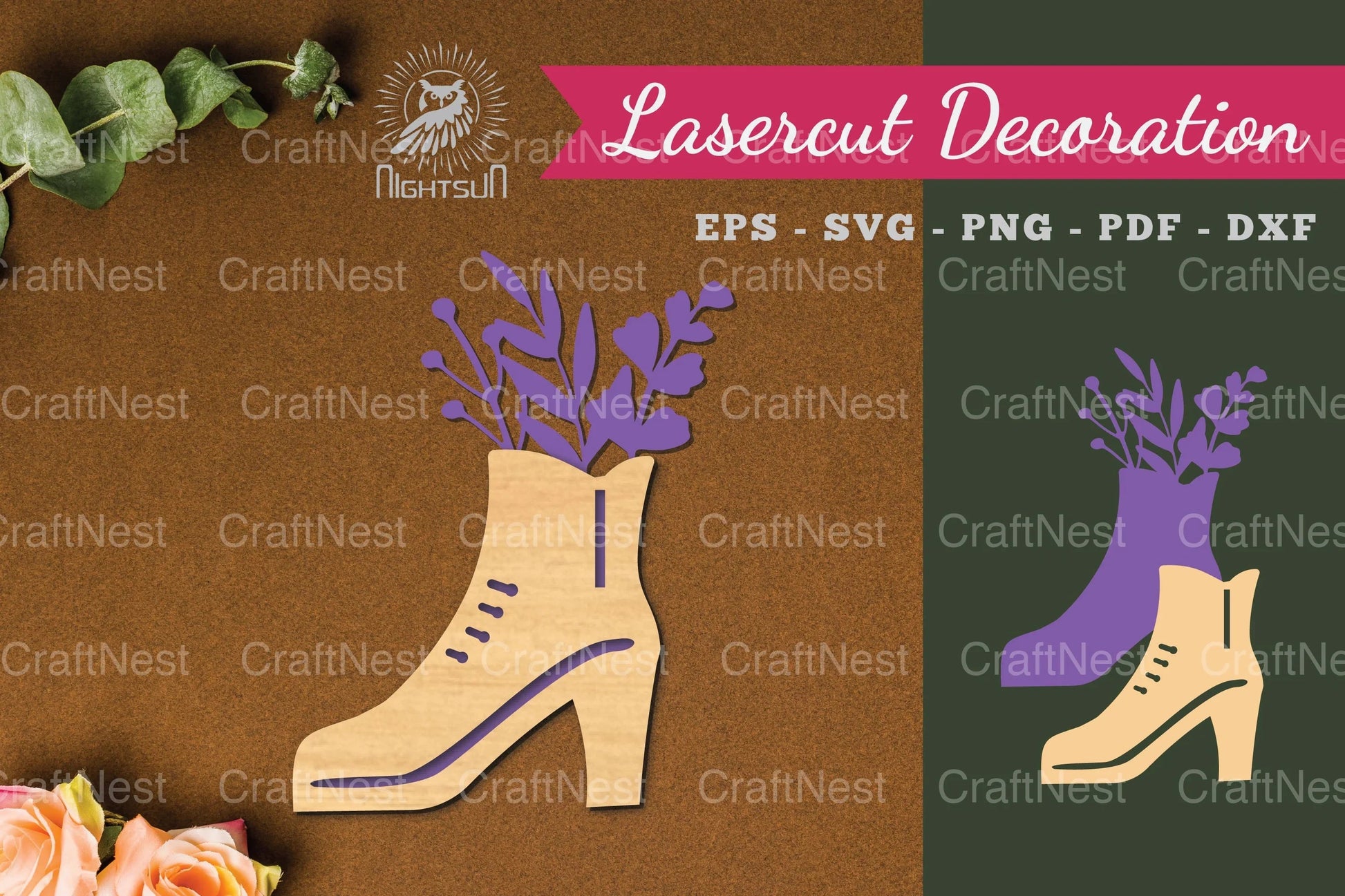 Floral Footwear Laser Cut Decoration Clipart Bundle - CraftNest - Digital Crafting and Art
