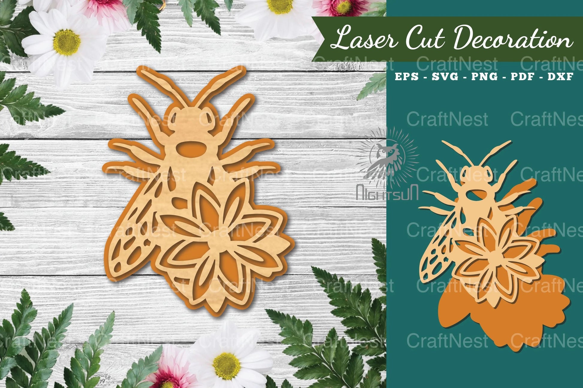 Flower Bee Laser Cut Decoration Clipart Bundle - CraftNest - Digital Crafting and Art