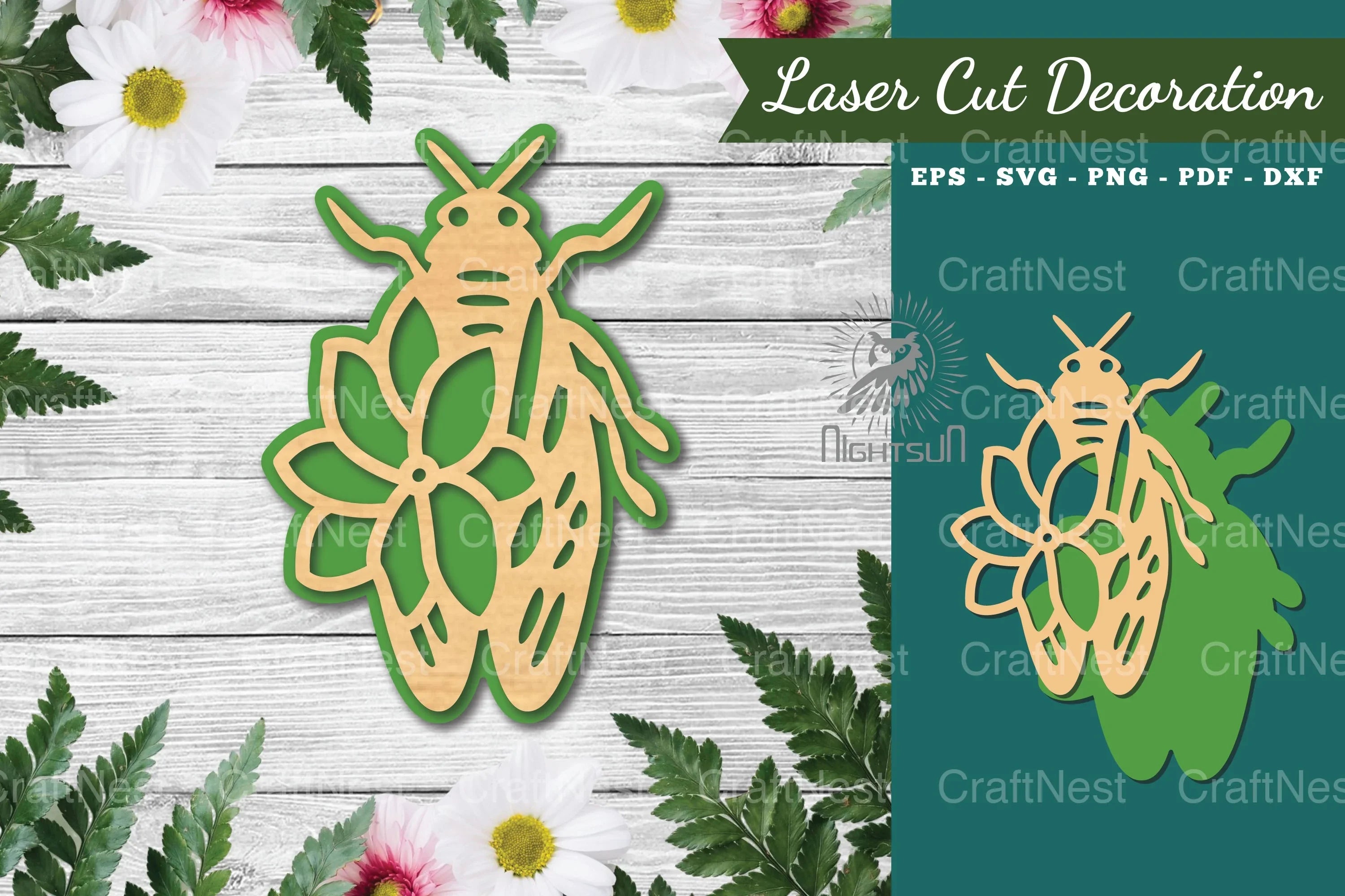 Flower Bee Laser Cut Decoration Clipart Bundle - CraftNest - Digital Crafting and Art