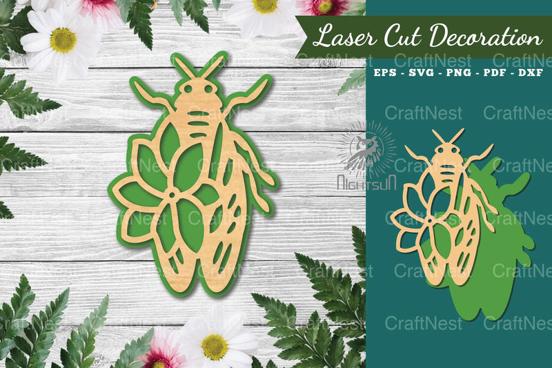 Flower Bee Laser Cut Decoration Clipart Bundle - CraftNest - Digital Crafting and Art