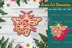 Flower Bee Laser Cut Decoration Clipart Bundle - CraftNest - Digital Crafting and Art