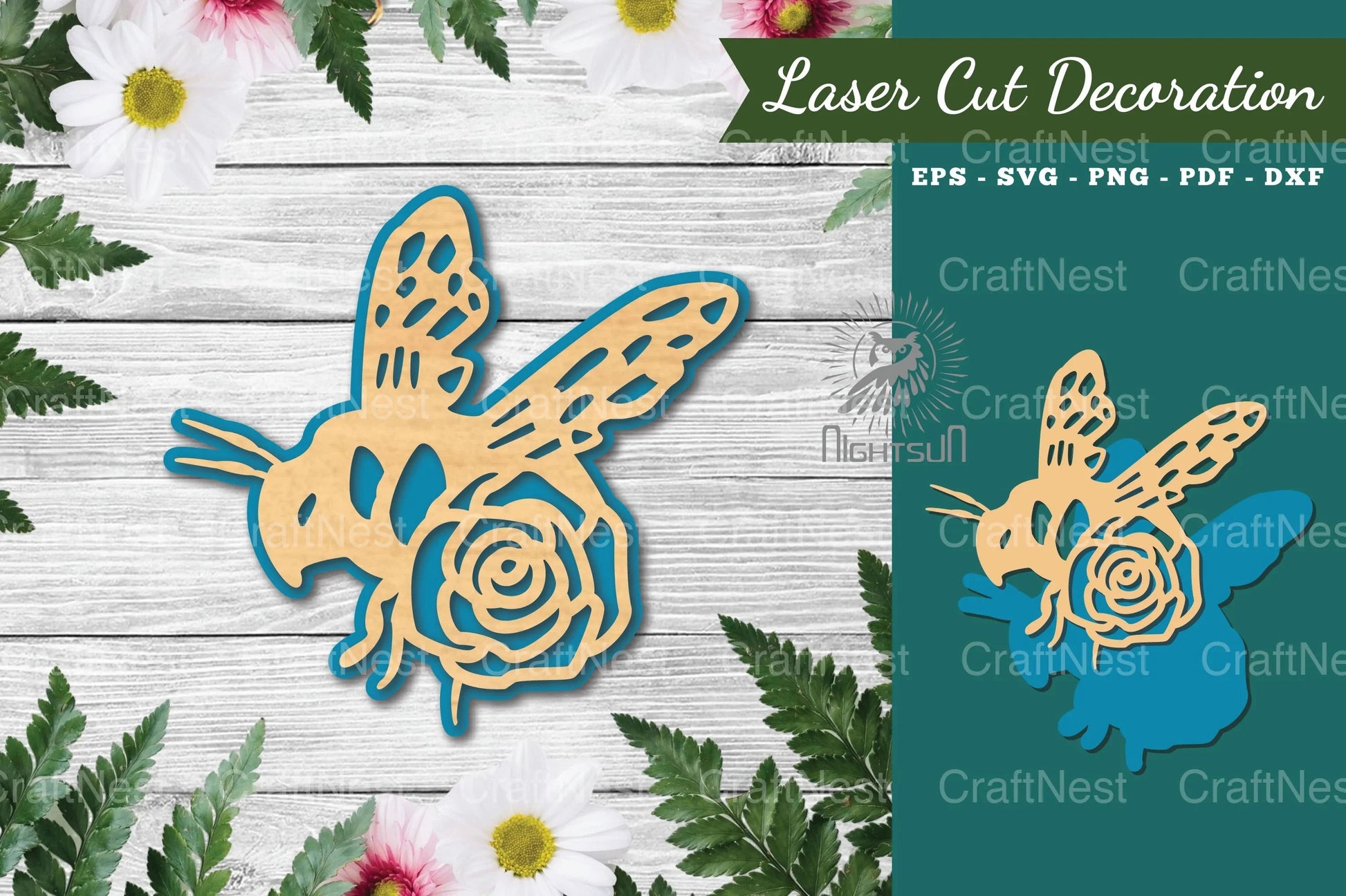 Flower Bee Laser Cut Decoration Clipart Bundle - CraftNest - Digital Crafting and Art