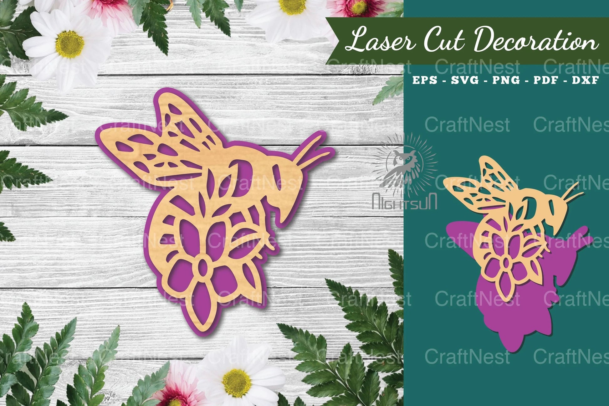 Flower Bee Laser Cut Decoration Bundle - CraftNest - Digital Crafting and Art