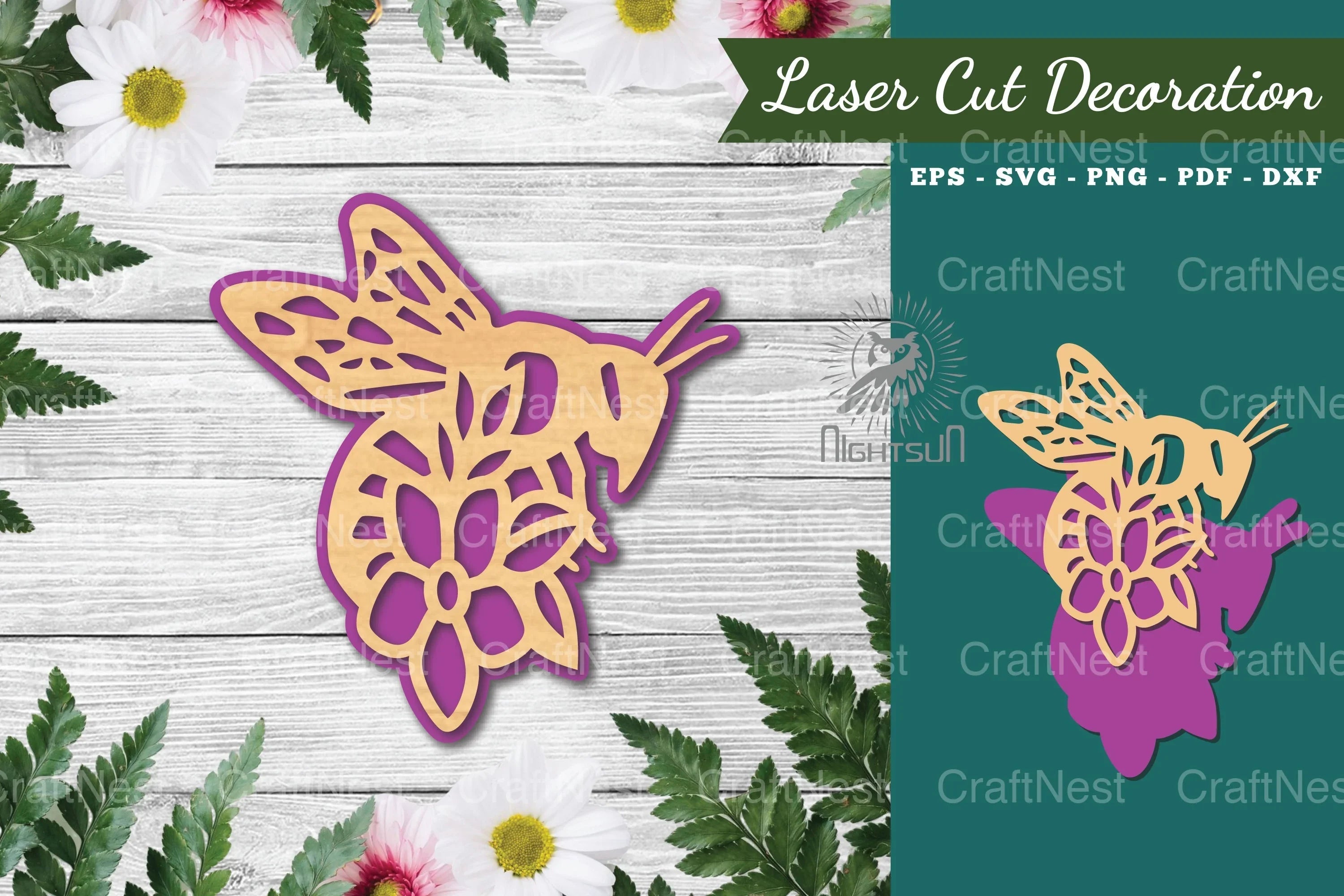 Flower Bee Laser Cut Decoration Bundle - CraftNest - Digital Crafting and Art