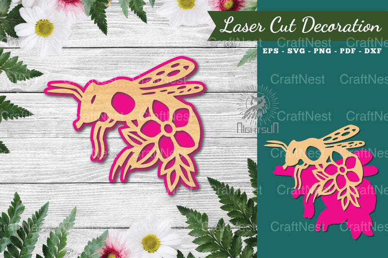 Flower Bee Laser Cut Decoration Bundle - CraftNest - Digital Crafting and Art