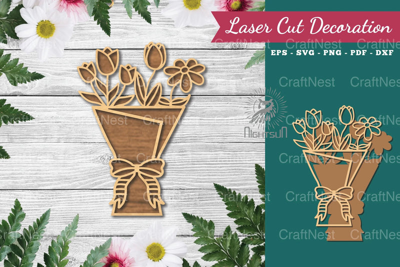 Flower Bouquet Laser Cut Decoration Clipart Bundle - CraftNest - Digital Crafting and Art