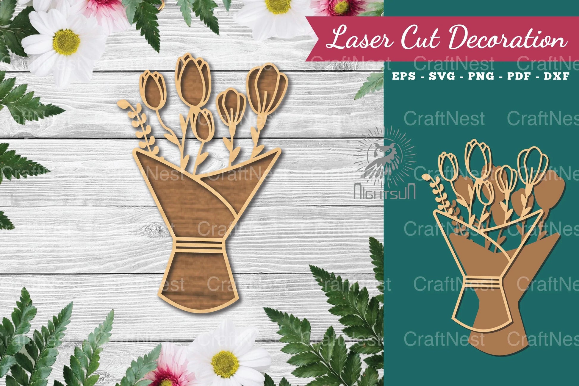 Flower Bouquet Laser Cut Decoration Bundle - CraftNest - Digital Crafting and Art