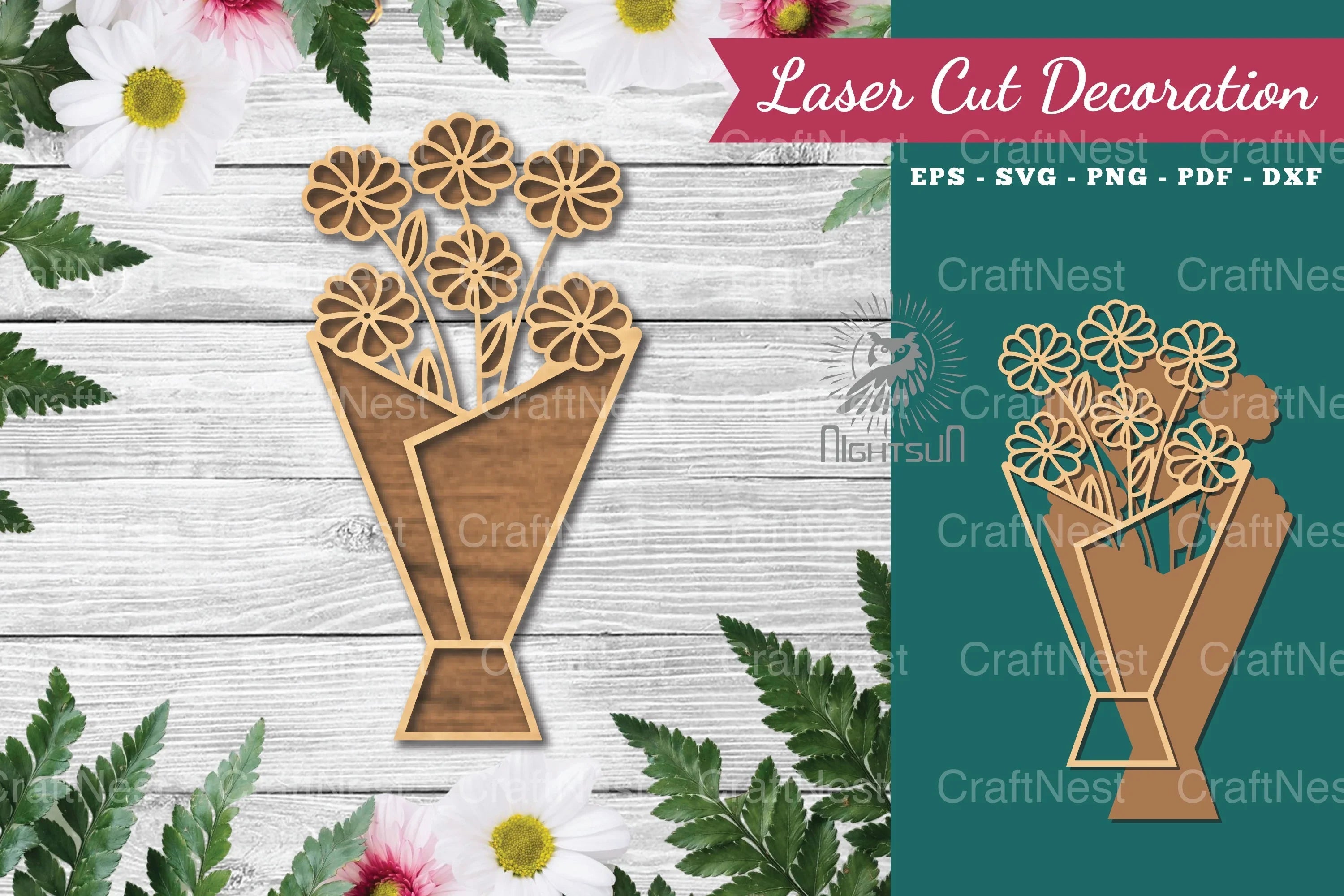 Flower Bouquet Laser Cut Decoration Clipart Bundle - CraftNest - Digital Crafting and Art